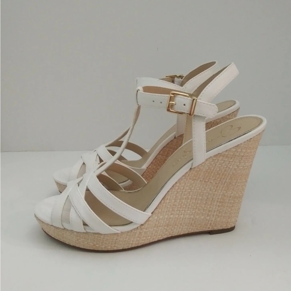 NWOT BOX JESSICA SIMPSON WHITE JAVAWN WEDGE SANDALS IN SIZE 8.5m - Picture 4 of 8